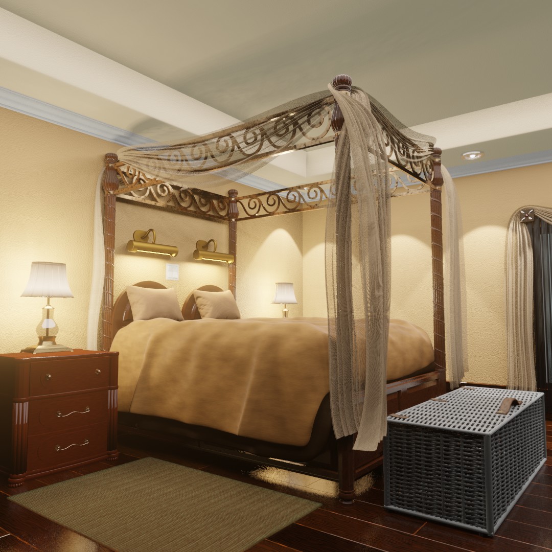 Bedroom (no textures needed) in EEVEE preview image 1